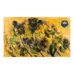 Affandi, Withered Sunflowers, oil on canvas