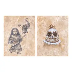 Luis Lorenzana, a) Untitled (Girl with Flower)b) Untitled (Clown), b) signed (bottom) dated 2012 (verso)<br /> graphite and watercolor on paper<br /> 14” x 11” (36 cm x 28 cm)