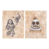 Luis Lorenzana, a) Untitled (Girl with Flower)b) Untitled (Clown)