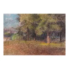 Romulo Galicano, Landscape, pastel on masonite board