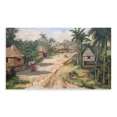 Ramón Martínez, Barrio Scene, oil on wood