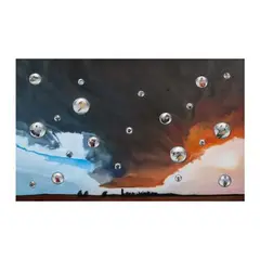 Arturo Sanchez, Silver Tears, oil on canvas and collage on convex mirror