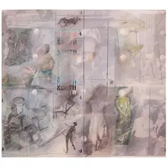 Untitled by Lee Aguinaldo, pen, ink, pencil on photo transfer on board, offered Dec 2021