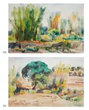 Landscape by Vicente Manansala, watercolor on paper, offered Sep 2016