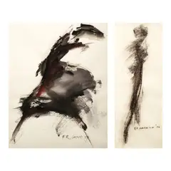 Ferdinand Cacnio, Untitled, b.) Untitled<br/> signed and dated (lower right)<br/> pastel on paper<br/> 18 1/2” x 7” (47 cm x 18 cm)