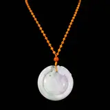 Jade Disc Pendant Necklace, Untitled, A jade disc suspends from a beaded necklace. In Chinese culture, the jade disc is revered as a symbol of wealth and prosperity. Solid jade also represents the grounding energy of the earth, believed to bring harmony and protection to the wearer. <br><br> Weighs 83.70 grams.