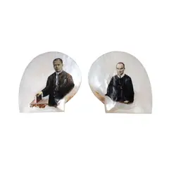 Philippine School, a.) Untitled 
b.) Untitled, b.) 19th century <br /> oil on mother-of-pearl shell <br /> 7” x 7” (18 cm x 18 cm)