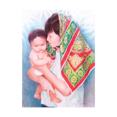Nestor Leynes, Mother and Child, mixed media on canvas
