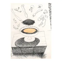 Untitled by Raul Lebajo, pastel, pen and ink on paper, offered Apr 2026