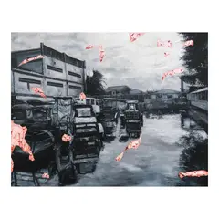 Renz Baluyot, Thin Sheet, oil on canvas