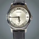 Chopard L.U.C Classic Mark III, Untitled, Case • Diameter: 39.5 mm (excluding crown) • Material: Stainless Steel (steel variant) • Shape: Round • Bezel: Fixed, matching case material • Crystal: Sapphire crystal, glare-proofed • Case Back: Exhibition sapphire case back • Thickness: Approximately 8.5 mm (varies slightly by reference) • Water Resistance: 30 m / 3 ATM