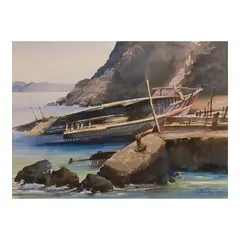 Ephraim Samson, Seaside, watercolor on paper