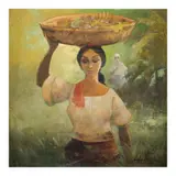 Fruit Vendor by Cesar Buenaventura, oil on canvas, offered Jan 2026