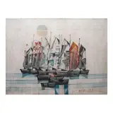 Mga Bangka by Alfredo Buenaventura, oil on canvas, offered Jan 2026