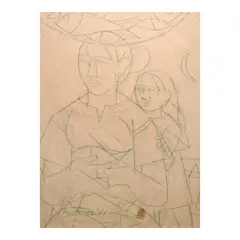 Mother and Child by Angelito Antonio, pastel on paper, offered Jan 2026