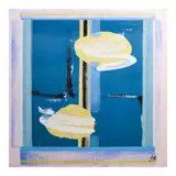 Cid Reyes, Abstract (Blue & Yellow), mixed media on canvas