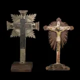 Two Circa 1920’s Crucifixes, Untitled, a. H: 19 1/2” (50 cm)<br> L: 11 1/4” (29 cm)<br> W: 4” (10 cm)<br><br>