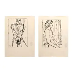 Danilo Dalena, A Lot of Two Artworks, <br />b.) Nude 2<br />signed and dated 1983 (lower left)<br />etching<br />11” x 8” (28 cm x 20 cm)