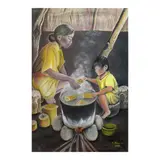 Eleno Pinca, Single Mother and Child, acrylic on canvas