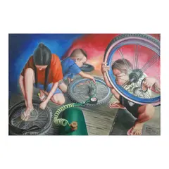 At a Young Age by Randy L. Canete, acrylic on canvas, offered Jul 2025