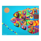 Joey De Leon, Fish-tival, acrylic on canvas
