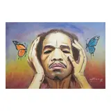 Battling Mind of Men and Two Butterflies by Jake Figueras Quintana Jr., acrylic on canvas, offered Jul 2025