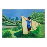 Glary M. Gabina, The Abaca Drying Fiber, acrylic on canvas