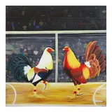 Perlito Y Idala Carlos, Philippines Cock Fight, acrylic on canvas
