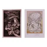 Fil Delacruz, a.) Ngadan Magtu Simag (What is  Tommorow)b. ) Three Grace, b.) handsigned 2013 (lower right)<br /> Intaglio/ hand colored<br /> print 146/ 250<br /> 9 1/4” x 6 1/2” (23 cm x 17 cm)