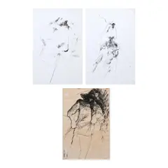 Benjie Cabangis, a.) Untitledb.) Untitledc.) Untitled, b.) signed and dated 1976 (lower left)<br /> pen and ink on paper<br /> 18" x 12" (46 cm x 30 cm)<br><br>
