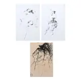Benjie Cabangis, a.) Untitledb.) Untitledc.) Untitled, b.) signed and dated 1976 (lower left)<br /> pen and ink on paper<br /> 18" x 12" (46 cm x 30 cm)<br><br>