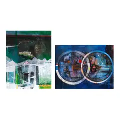Aris Bagtas, a.) Kumunidad ni Istong Seriesb.) Abstraction, b.) signed and dated 2019 (lower right)<br /> acrylic on canvas<br /> 18" x 24" (46 cm x 61 cm)