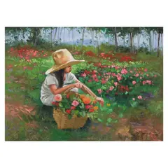 Jun Tiongco, Girl in a Garden, oil on canvas
