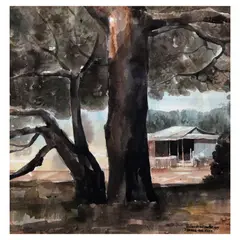 Under The Tree by Roland Delos Santos, watercolor on paper, offered Jan 2025