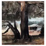 Roland Delos Santos, Under The Tree, watercolor on paper