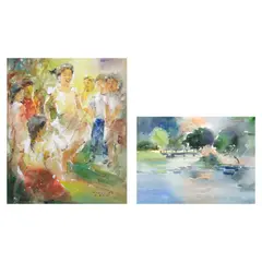 Jun Martinez, a.) Luksob.) Landscape, b.) signed and dated 2000 (upper right)<br /> watercolor on paper<br /> 11” x 15” (28 cm x 38 cm)
