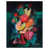 Ephraim Samson, Anthuriums, acrylic on canvas