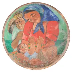 Mag-Anak by Norma Belleza, oil on wood, offered Jan 2025