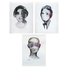 Julius Redillas, a.) White People 27b.) White People 3c.) User No.2, c.) signed and dated 2013 (lower left)<br /> watercolor on paper<br /> 15 1/2" x 11 1/2" (39 cm x 29 cm)