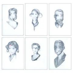 Julius Redillas, a.) White People 41b.) White People 23c.) White Peopled.) White People 5e.) White People 37f.) White People 29, c.) signed and dated 2016 (lower left)<br /> watercolor on paper<br /> 11 1/2" x 8" (29 cm x 20 cm)<br /><br /> d.) signed and dated 2016 (lower center)<br /> watercolor on paper<br /> 11 1/2" x 8" (29 cm x 20 cm)<br /><br />