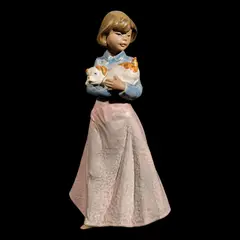Gres Girl Holding A Dog “puppy Fun” by Nao by Lladrò, porcelain, offered Jan 2025