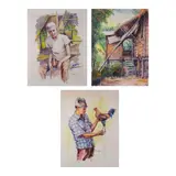 J.D. Castro, a.) Portrait b.) Bahay Kubo Series c.) Sabungero