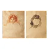 Juan Luna, a) Portrait of Maria de La Paz,
nicknamed "Bibi" b) Portrait of Andres, 
nicknamed "Luling", b) signed (lower right)<br /> watercolor on paper<br /> 4" x 3" (10 cm x 8 cm)