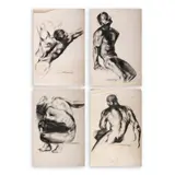 Unidentified artist, A Group of Four Sketches, b.) Nude<br /> signed and dated 1986 (lower left)<br /> charcoal on paper<br /> 19 x 12 1/2 (48 cm x 32 cm)<br /><br />