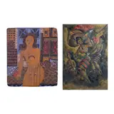 A Pair of Paintings by a. Dan Daroy <br & >b.) Buenaventura, b.) Untitled<br /> signed (lower right)<br /> oil on canvas<br /> 35" x 24" (89 cm x 61 cm), offered Oct 2024