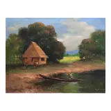 Mabini School, Barrio Scene, oil on canvas