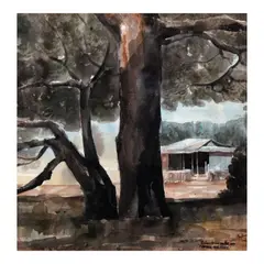 Under The Tree by Roland Delos Santos, watercolor on paper, offered Oct 2024