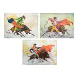 J.D. Castro, a.) Bullfight-1  b.) Bullfight-2c.) Bullfight-3, b.) signed and dated 1979 (lower left and verso)<br /> oil on canvas<br /> 12” x 16” (30 cm x 41 cm)<br /><br />
