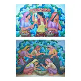 Mart Icio, a.) Flower Vendorsb.) Fish Vendor, b.) signed and dated 1999 (upper right)<br /> oil on canvas<br /> 30" x 40" (76 cm x 102 cm)