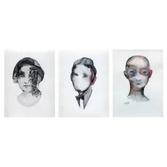 Julius Redillas, a.) White People 27 b.) White People 3 c.) User No.2, b.) signed and dated 2016 (bottom center)<br /> watercolor on paper<br /> 12 3/4" x 9 1/2" (32 cm x 24 cm)<br /><br />